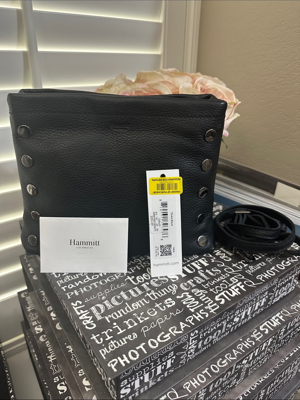 Hammitt Duke black leather crossbody.